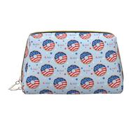 Bolsa de maquillaje de piel, donut with the USA Fag - Neceser de viaje para mujer, bolsa de maquillaje, organizador de bolsas de maquillaje de gran capacidad, bonita bolsa de maquillaje