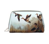 Bolsa de maquillaje de piel dorada, bolsa de cosméticos de viaje con estampado salvaje de caza, organizador de artículos de aseo portátil, bolsa con cremallera para uso diario, Gold, Talla única