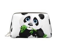 Bolsa de maquillaje de piel dorada, bonita bolsa de cosméticos de viaje con estampado de panda, organizador de artículos de aseo portátil, bolsa con cremallera para uso diario, Gold, Talla única