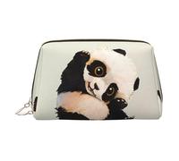 Bolsa de maquillaje de piel dorada, bonita bolsa de cosméticos de viaje con estampado de panda para mujer, organizador pequeño con asa, bolsa con cremallera, Gold, Talla única