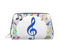 Bolsa de maquillaje de piel dorada, colorida impresión de música pentatónica, bolsa de cosméticos de viaje para mujer, organizador pequeño con asa, bolsa con cremallera, Silver, Talla única