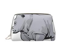 Bolsa de maquillaje de piel dorada, con estampado de rinoceronte animal, para mujer, organizador pequeño con asa, bolsa con cremallera, Gold, Talla única
