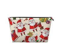Bolsa de maquillaje de piel impermeable con estampado de Papá Noel y Papá Noel para mujer, bolsa de aseo de viaje para artículos de tocador, bolsa de cosméticos, Silver, Talla única, Neceser