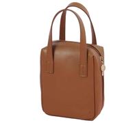 Bolsa de maquillaje de piel portátil con compartimentos, cremallera grande, impermeable, artículos de tocador para mujer, color rosa, talla única, Brown, Talla única