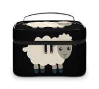 Bolsa de maquillaje de piel sintética, diseño de hojas de dibujos animados de acuarela para hombres y mujeres, Oveja linda de dibujos animados, 25x18x15cm