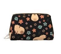 Bolsa de maquillaje de piel sintética para mujer, bonita bolsa de cosméticos de viaje de gran capacidad, organizador de maquillaje, Lindos capibaras, talla única