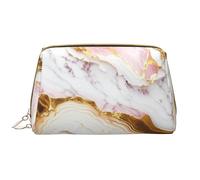 Bolsa de maquillaje de piel sintética para mujer, diseño abstracto de mármol rosa dorado de gran capacidad, bolsa de cosméticos de viaje, organizador de maquillaje, Resumen de mármol rosa dorado,