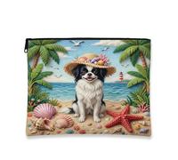 Bolsa de maquillaje de playa japonesa de verano de 7 x 9 pulgadas para bolso de viaje, bolsa de cosméticos de playa para cachorros, bolsa de cosméticos para mujer, organizador de lona portátil