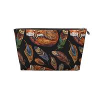 Bolsa de maquillaje de plumas de zorro tribal, bolsas de cosméticos, bolsa de aseo de viaje, bolsa de maquillaje para mujeres, bolsa de maquillaje de cuero, bonita bolsa de maquillaje, Silver, Talla