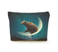 Bolsa de Maquillaje de Primera Calidad, Bolsas de cosméticos de Viaje de Lino para Mujer, The Moon Bear, Estuche cosmético Duradero