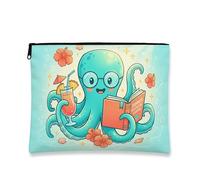 Bolsa de maquillaje de pulpo de verano, divertida bolsa de viaje de cosméticos para mujer, organizador portátil de lona con cremallera, Aguamarina, 7x9 Inch, Pulpo