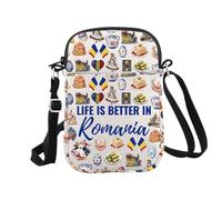 Bolsa de maquillaje de recuerdo de Rumania, regalo de viaje, regalo de vacaciones en Rumania, la vida es mejor en Rumanía, En Rumania Cr Eu, Bolsa de cosméticos con impresión