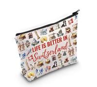 Bolsa de maquillaje de recuerdo de Suiza, regalo de cultura suiza, regalo de viaje a Suiza para los amantes de Suiza, In Switzerland Bag Eu, Bolsa de cosméticos con impresión