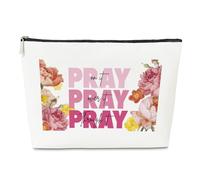 Bolsa de maquillaje de regalo cristiano inspirador para su mamá, mejor amiga, hermana, Pray on it Pray over it Pray Through it, versículo bíblico, regalo religioso, citas de las Escrituras para ella,