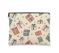 Bolsa de maquillaje de regalo fantástico, bolsa de viaje vintage de Navidad para mujeres, organizador portátil de lona con cremallera, bolsa de aseo de vacaciones, Beige, 7x9 Inch, Regalo