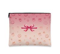 Bolsa de maquillaje de regalo, lazo de melocotón y patrón de regalo, bolsa de viaje para mujeres, organizador portátil de lona pequeño con cremallera, bolsa de aseo para el cuidado de la piel de