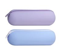 Bolsa de maquillaje de silicona, portátil Toiletry Bag, Travel Makeup Brush Holder, impermeable y flexible diseño, multi-funcional para cosméticos, Pens, y Markers, 8,66 x 2,36 x 2,76 cm, morado, Se