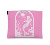Bolsa de maquillaje de sirena, bolsa de viaje para cosméticos, diseño de cuento de hadas oceánico, para mujer, organizador portátil de lona con cremallera, regalo de verano, bolsa de aseo para el