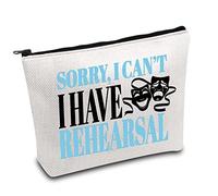 Bolsa de maquillaje de teatro Drama Actor Actriz Regalos Comedia Tragedia Máscara Teatro Bolsa Sorry i Can't i Have Ensayo Divertido Drama Regalo Estudiante, Tengo ensayo, L9 W7 H0.39