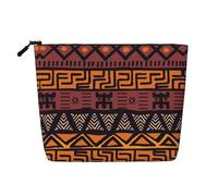 Bolsa de maquillaje de tela de barro africano, con estampado tribal, bolsa de aseo de viaje, bolsa de maquillaje de viaje, estuche organizador de maquillaje portátil para mujer, Black, Talla única