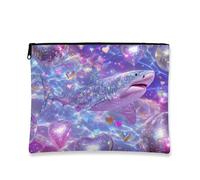 Bolsa de maquillaje de tiburón brillante, bolsa de viaje para cosméticos subacuáticos para mujer, organizador portátil de lona con cremallera, regalo de fiesta en la playa, bolsa de aseo para el