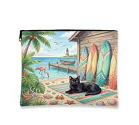 Bolsa de maquillaje de verano con diseño de gato Bombay de 7 x 9 pulgadas para bolsa de viaje, bolsa de cosméticos para mujer, divertido organizador portátil de lona con cremallera
