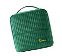 Bolsa de maquillaje de viaje aterciopelada multifuncional con múltiples compartimentos para almacenamiento organizado y bolsa de aseo resistente al desgaste, Verde, As the pic show
