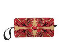 Bolsa de maquillaje de viaje, bolsa de aseo portátil, bolsa de cosméticos de viaje con patrón de arte ruso, bolsa de almacenamiento multifuncional, Como se muestra en la imagen, Talla única,