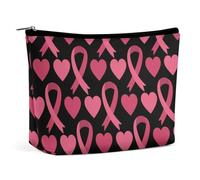 Bolsa de maquillaje de viaje, bolsa de cosméticos impermeable de gran capacidad, bolsa portátil con cremallera, bolsa de artículos de tocador de cuero de PU para mujeres, símbolo de concienciación sob