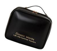 Bolsa De Maquillaje De Viaje, Bolsa De Cosméticos Portátil,Neceser de cuero PU que se abre plano con asa y divisor - Organizador de estuche de gran capacidad, bolsa impermeable para niñas, artículos d