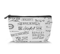 Bolsa de maquillaje de viaje, bolsa de cosméticos, rama de cerezo, primavera de árbol, organizador de almacenamiento para mujer, rosa y blanco (trapezoide), Blanco Negro_3, Talla única, Estuche de