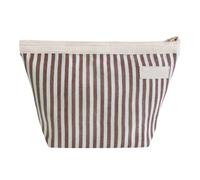 Bolsa de maquillaje de viaje, bolsa de maquillaje a rayas, organizador pequeño de algodón con cremallera para mujer, azul claro, Classique