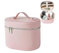 Bolsa de maquillaje de viaje Bolsa de maquillaje de cuero de viaje de PU con divisor extraíble y asa Organizador de con cremallera para mujeres y niñas