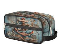 Bolsa de maquillaje de viaje con ancla náutica vintage para mujeres, hombres, niños, niñas, niños, bolsa de lavado, neceser organizador de artículos de aseo, color, Talla única, Organizador de bolsas