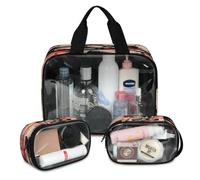 Bolsa de maquillaje de viaje con bandera de samurái de Japón para mujeres y hombres, bolsas de cosméticos translúcidas de Japón, 3 piezas, bolsa grande para ducha, organizador de artículos de tocador