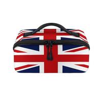 Bolsa de maquillaje de viaje con bandera del Reino Unido, bolsa impermeable con bandera británica, bolsa abierta y plana, neceser organizador de viaje para mujeres y hombres