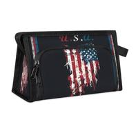 Bolsa de maquillaje de viaje con bandera vintage americana para mujeres, hombres, niños, niñas, niños, bandera de Estados Unidos, bolsa de lavado multiusos, bolsa de aseo para cosméticos, artículos de