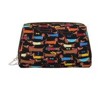 Bolsa de maquillaje de viaje con compartimentos para mujer, diseño de perro salchicha con texto en inglés "I Love My Dog", Gold, One Size