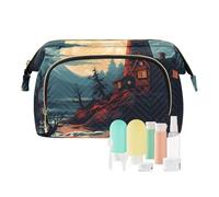 Bolsa de maquillaje de viaje con dibujo artístico de un faro, bolsas de cosméticos de gran capacidad para mujer, multicolor, Talla única, Informal