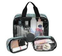 Bolsa de maquillaje de viaje con diseño de atrapasueños para mujeres y hombres, bolsas de cosméticos translúcidas Rose Dream, 3 piezas, bolsa grande para ducha, organizador de artículos de tocador,
