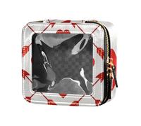 Bolsa de maquillaje de viaje con diseño de corazón y flecha, color rojo, bolsa de cosméticos pequeña transparente para bolso, estuche de cosméticos de viaje para viajes