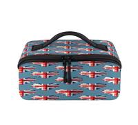 Bolsa de maquillaje de viaje con diseño de corazones y bandera del Reino Unido, bolsa impermeable y abierta para artículos de tocador, cosméticos, organizador de viaje para mujeres y hombres