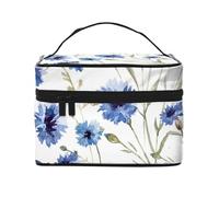 Bolsa de Maquillaje de Viaje con diseño de Flor de Aciano para Mujer, Organizador de cosméticos Grande