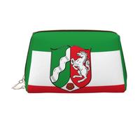 Bolsa de maquillaje de viaje con diseño de la bandera de Baviera, bolsa grande para cosméticos, 3 bolsillos organizadores internos para artículos esenciales, Bandera de Renania del Norte Westfalia