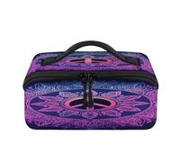Bolsa de maquillaje de viaje con diseño de mandala y signo de la paz, bolsa impermeable y abierta, bolsa de aseo plana, organizador de viaje para mujeres y hombres