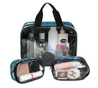 Bolsa de maquillaje de viaje con diseño de pato de animales para mujeres y hombres, bolsas de cosméticos translúcidas, 3 piezas, bolsa grande para ducha, organizador de artículos de tocador, color, L,