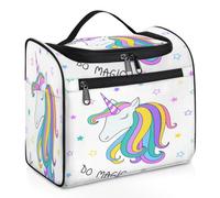 Bolsa de maquillaje de viaje con diseño de unicornio mágico para mujeres, hombres, niñas, niños, unicornio, 11.2 L, bolsa de aseo colgante, artículos de tocador, organizador de cosméticos, bolsa de