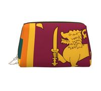 Bolsa de maquillaje de viaje con estampado de bandera de Virginia Occidental, bolsa de cosméticos grande, 3 bolsillos organizadores internos para artículos esenciales, Bandera de Sri Lanka, One Size