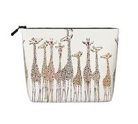 Bolsa de maquillaje de viaje con estampado de jirafas divertidas de dibujos animados, bolsa de aseo con cremallera, organizador de maquillaje para mujer, Negro -, Talla única
