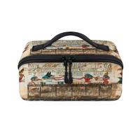 Bolsa de maquillaje de viaje con estampado del antiguo Egipto, bolsa impermeable y abierta, bolsa plana abierta, organizador de viaje para mujeres y hombres